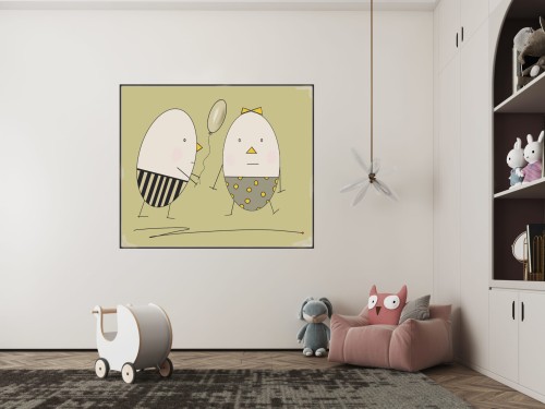 GRAFIKA NA PŁÓTNIE - Pan i Pani Jajko z Balonikiem