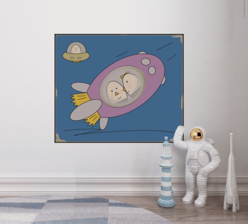 GRAFIKA NA PŁÓTNIE - Pan i Pani Jajko Lecą w Kosmos