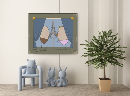 GRAFIKA NA PŁÓTNIE - Pan i Pani Jajko w Paryżu