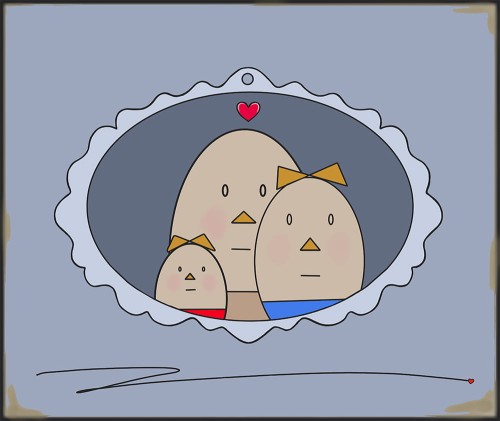 GRAFIKA NA PŁÓTNIE - Portret Rodzinny błękitny