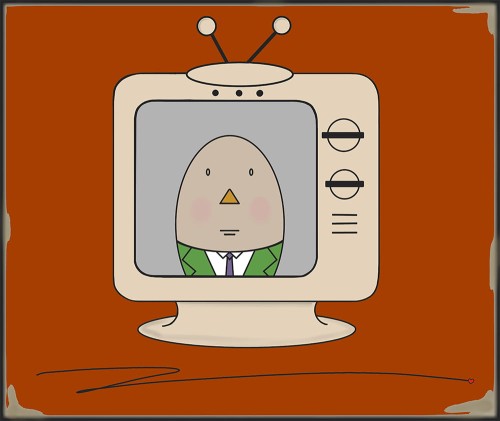 GRAFIKA NA PŁÓTNIE - Pan Jajko w Telewizorze ceglany