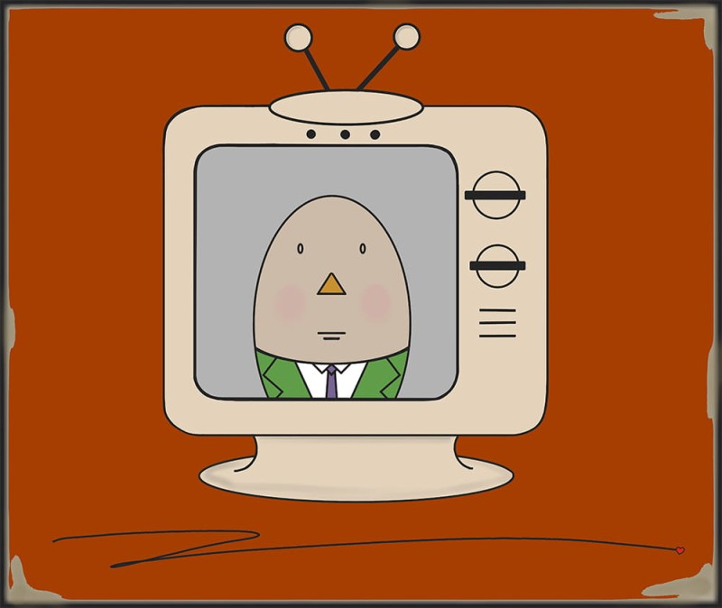 GRAFIKA NA PŁÓTNIE - Pan Jajko w Telewizorze ceglany