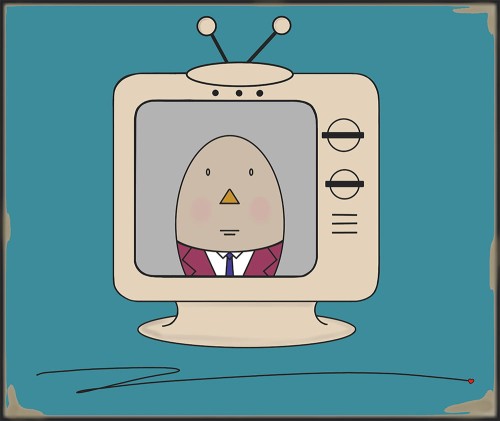 GRAFIKA NA PŁÓTNIE - Pan Jajko w Telewizorze turkusowy