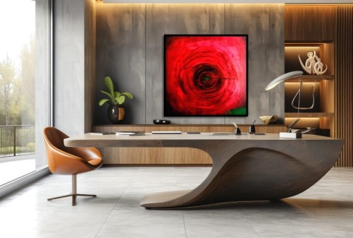 Obraz "CIRCLE RED" akryl na płótnie 100x100cm