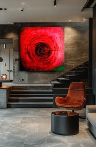 Obraz "CIRCLE RED" akryl na płótnie 100x100cm