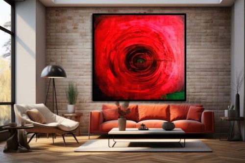 Obraz "CIRCLE RED" akryl na płótnie 100x100cm