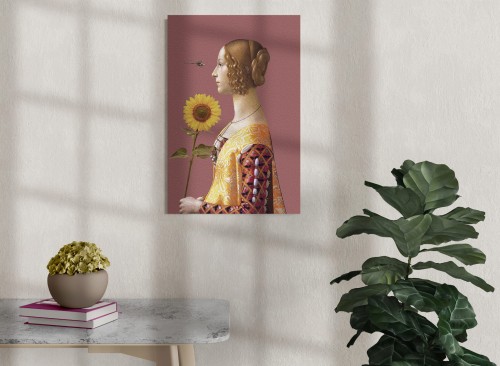 GRAFIKA NA PŁÓTNIE - KOBIETA ZE SŁONECZNIKIEM RÓŻOWA 50x75 Mockup I.jpg