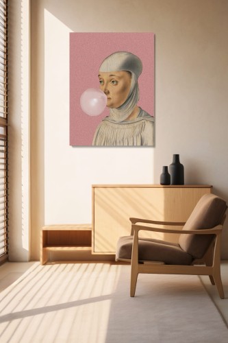 GRAFIKA NA PŁÓTNIE - KOBIETA Z GUMĄ BALONOWĄ RÓŻOWY 60x80 Mockup I.jpg