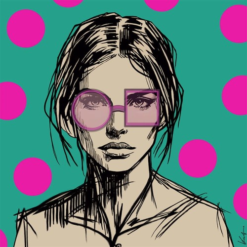 DIGITAL PAINTING -WOMAN WITH GLASSES- PINK