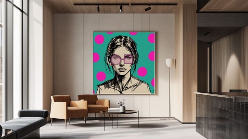 DIGITAL PAINTING -WOMAN WITH GLASSES- PINK