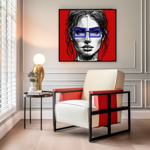 WOMAN WITH GLASSES - RED