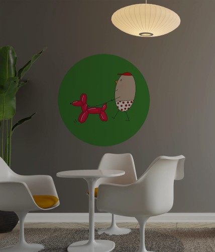 Mural DOTS -Pan Jajko Na Spacerze z Balonowym Psem