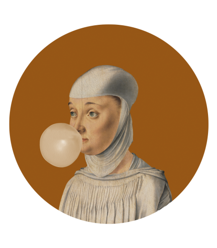 Mural DOTS - Kobieta z Gumą Balonową PUMPKIN