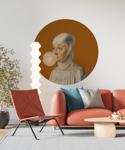Mural DOTS - Kobieta z Gumą Balonową PUMPKIN