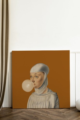 GRAFIKA NA PŁÓTNIE - Kobieta z Gumą Balonową PUMPKIN
