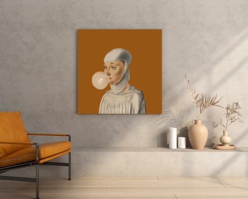 GRAFIKA NA PŁÓTNIE - Kobieta z Gumą Balonową PUMPKIN