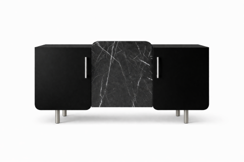 Designerska komoda w okleinie czarnej i marmurowej No.2