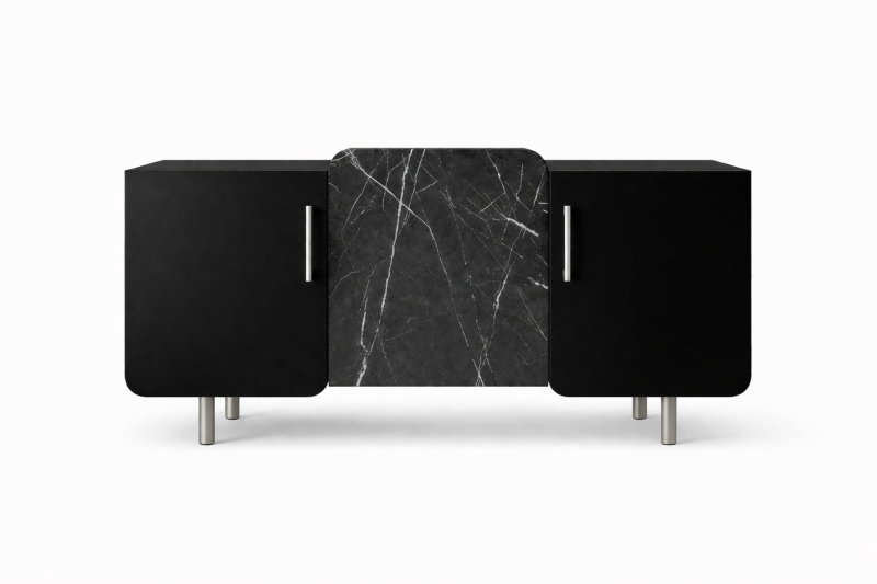 Designerska komoda w okleinie czarnej i marmurowej No.2