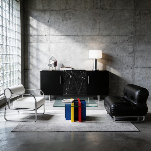 Designerska komoda w okleinie czarnej i marmurowej No.2