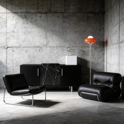 Designerska komoda w okleinie czarnej i marmurowej No.2