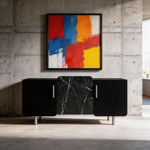 Designerska komoda w okleinie czarnej i marmurowej No.2