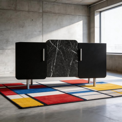 Designerska komoda w okleinie czarnej i marmurowej No.2