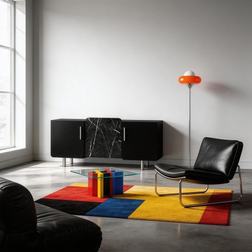 Designerska komoda w okleinie czarnej i marmurowej No.2