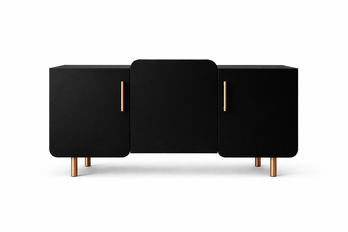 Designerska komoda w okleinie czarnej  z miedzią  No.5