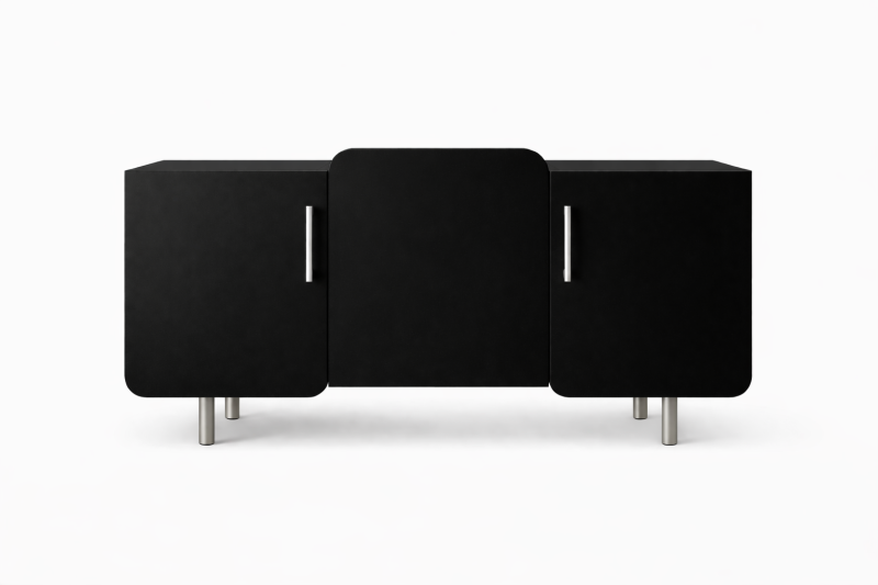 Designerska komoda w okleinie czarnej ze stalą NO.4