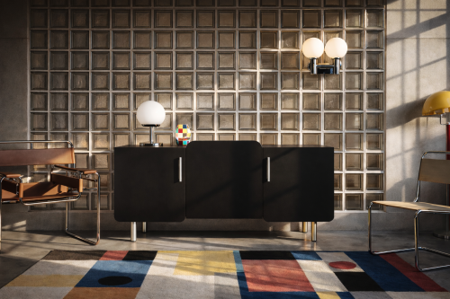 Designerska komoda w okleinie czarnej ze stalą NO.4
