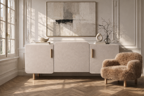 Designerska komoda w okleinie kaszmir z miedzią No.6