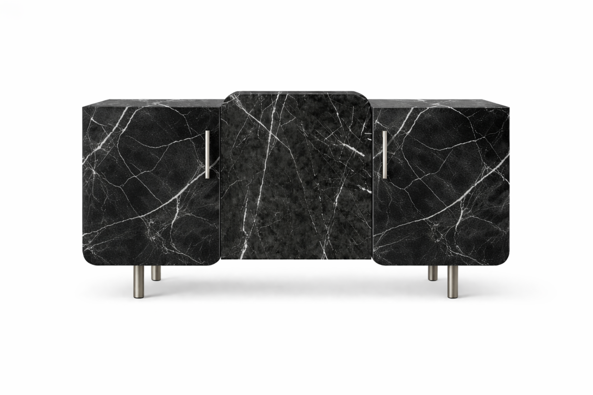 Designerska komoda w okleinie marmurowej czarnej  No.3