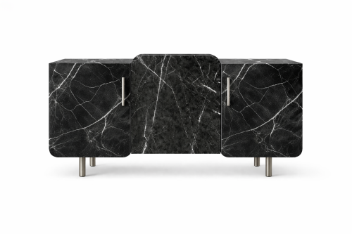 Designerska komoda w okleinie marmurowej czarnej No.3