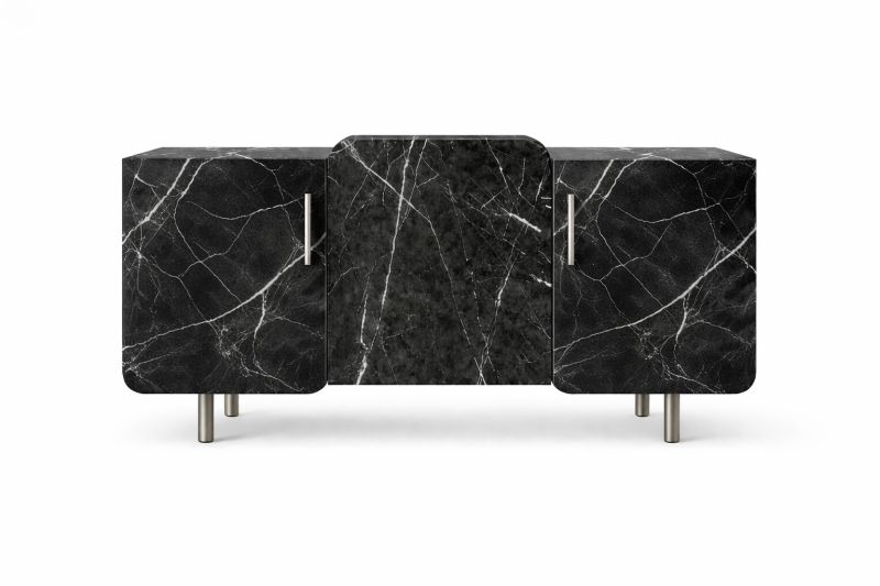 Designerska komoda w okleinie marmurowej czarnej No.3