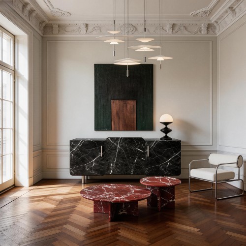 Designerska komoda w okleinie marmurowej czarnej No.3