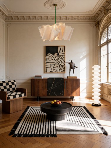 Designerska komoda w okleinie orzechowej i marmurowej No.8