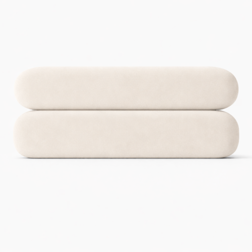 MOU Kremowe - designerskie łóżko tapicerowane