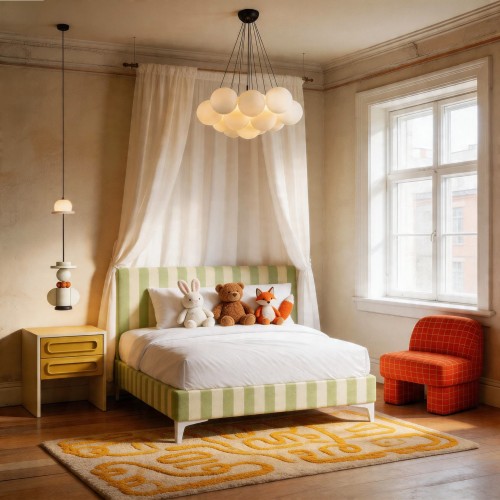 CANDY STRIPES LIME — łóżko dziecięce w limonkowe pasy