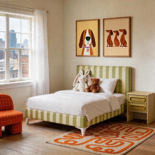 CANDY STRIPES LIME — łóżko dziecięce w limonkowe pasy