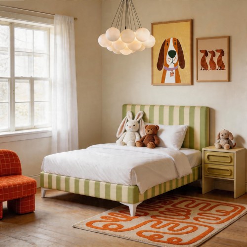 CANDY STRIPES LIME — łóżko dziecięce w limonkowe pasy