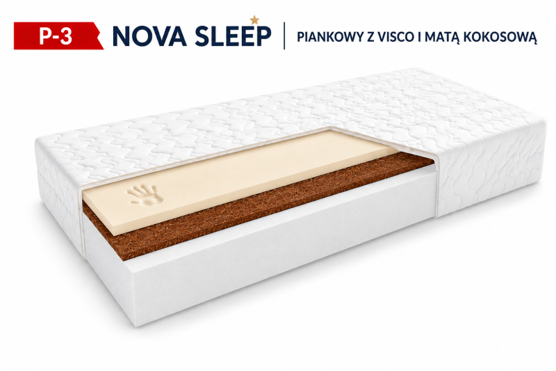 Materac piankowy P-3 NOVA SLEEP – z VISCO i kokosem