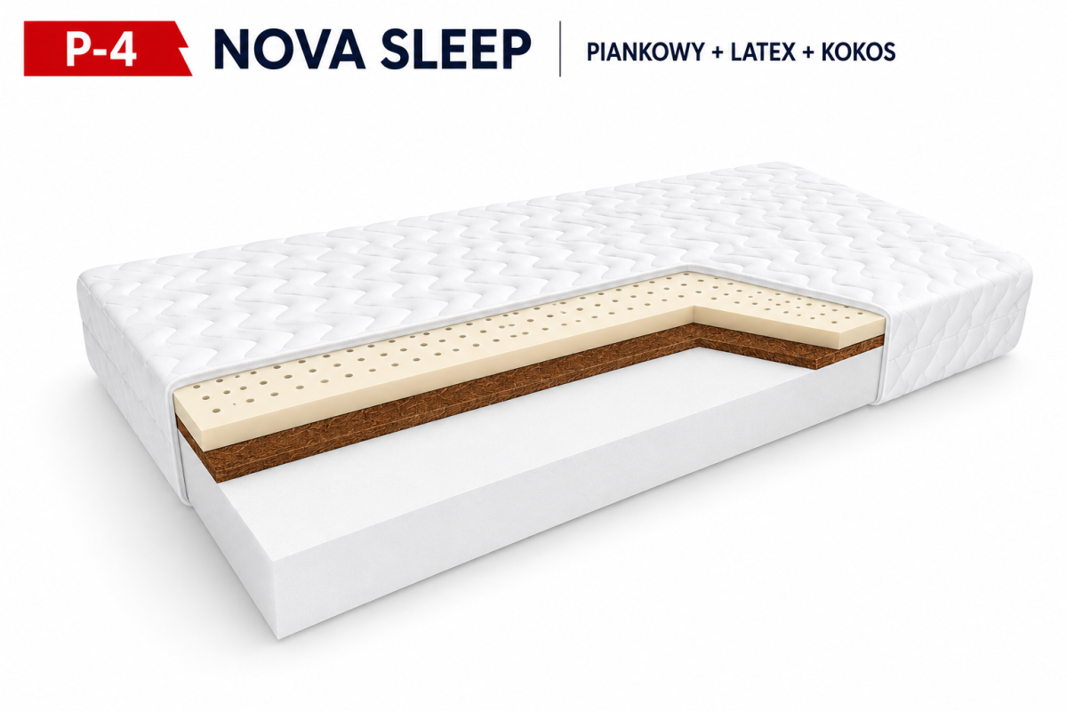 Materac piankowy P-4 NOVA SLEEP  z lateksem i kokosem 