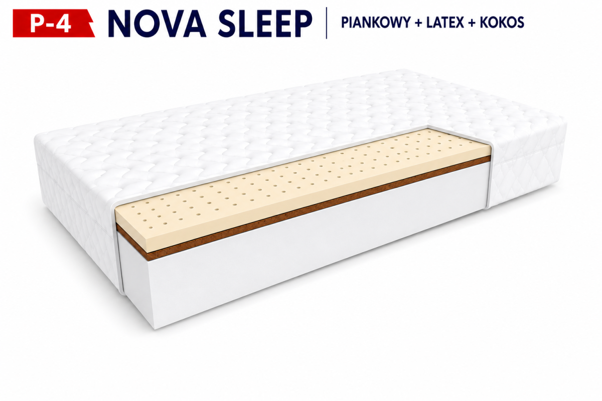 Materac piankowy P-4 NOVA SLEEP  z lateksem i kokosem 