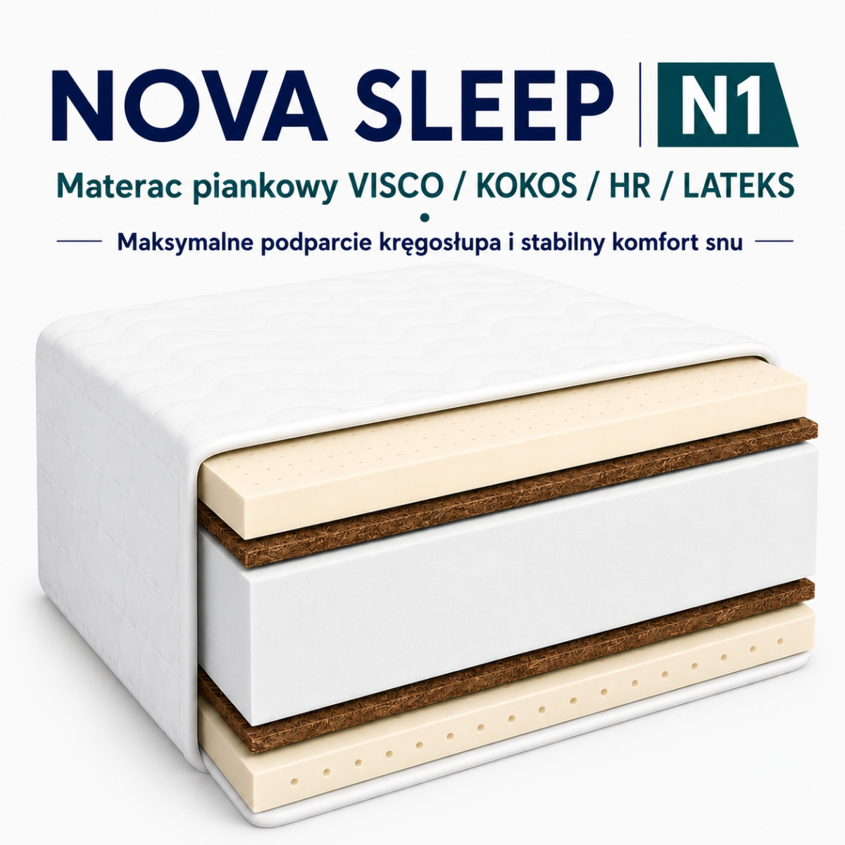 NOVA SLEEP N1 – Materac piankowy VISCO / KOKOS / HR / LATEKS