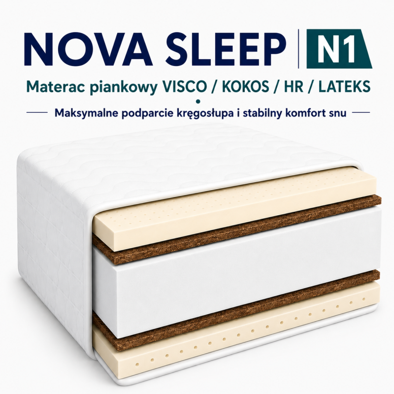 NOVA SLEEP N1 – Materac piankowy VISCO / KOKOS / HR / LATEKS