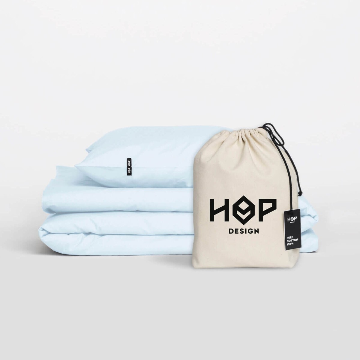 Pościel bawełniana PURE – pastelowy błękit 100% bawełna | HOP DESIGN      