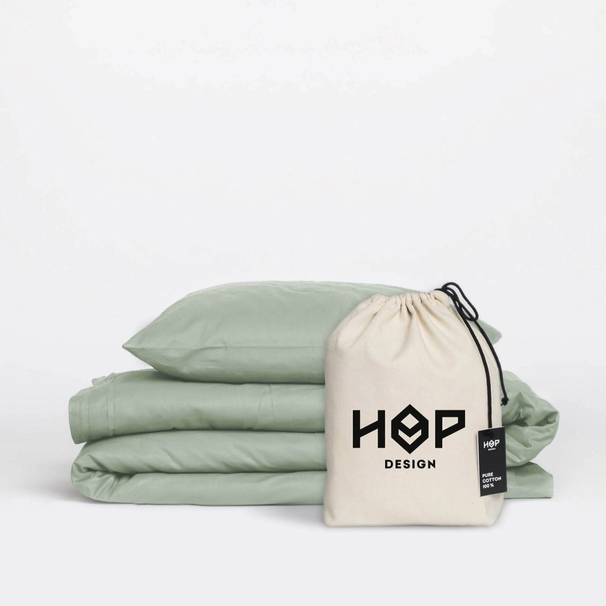 Pościel bawełniana PURE – szałwiowa zieleń 100% bawełna | HOP DESIGN   