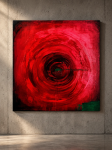 CIRCLE RED – obraz abstrakcyjny ręcznie malowany 100 × 100 cm | Katarzyna Jasyk