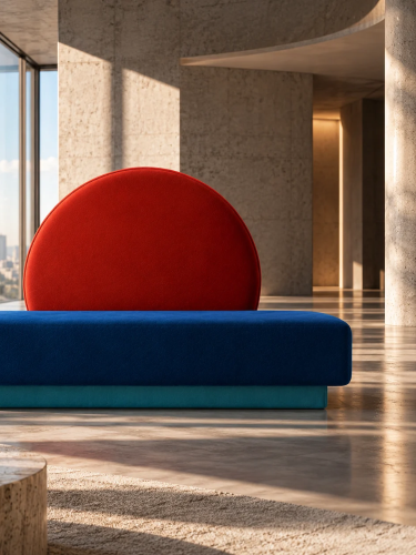 Designerska sofa LE CORBUSIER COLORS No. 2 z okrągłym oparciem – projekt Katarzyny Jasyk dla Ravenart.