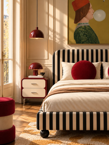 BONBON STRIPES – designerskie łóżko tapicerowane